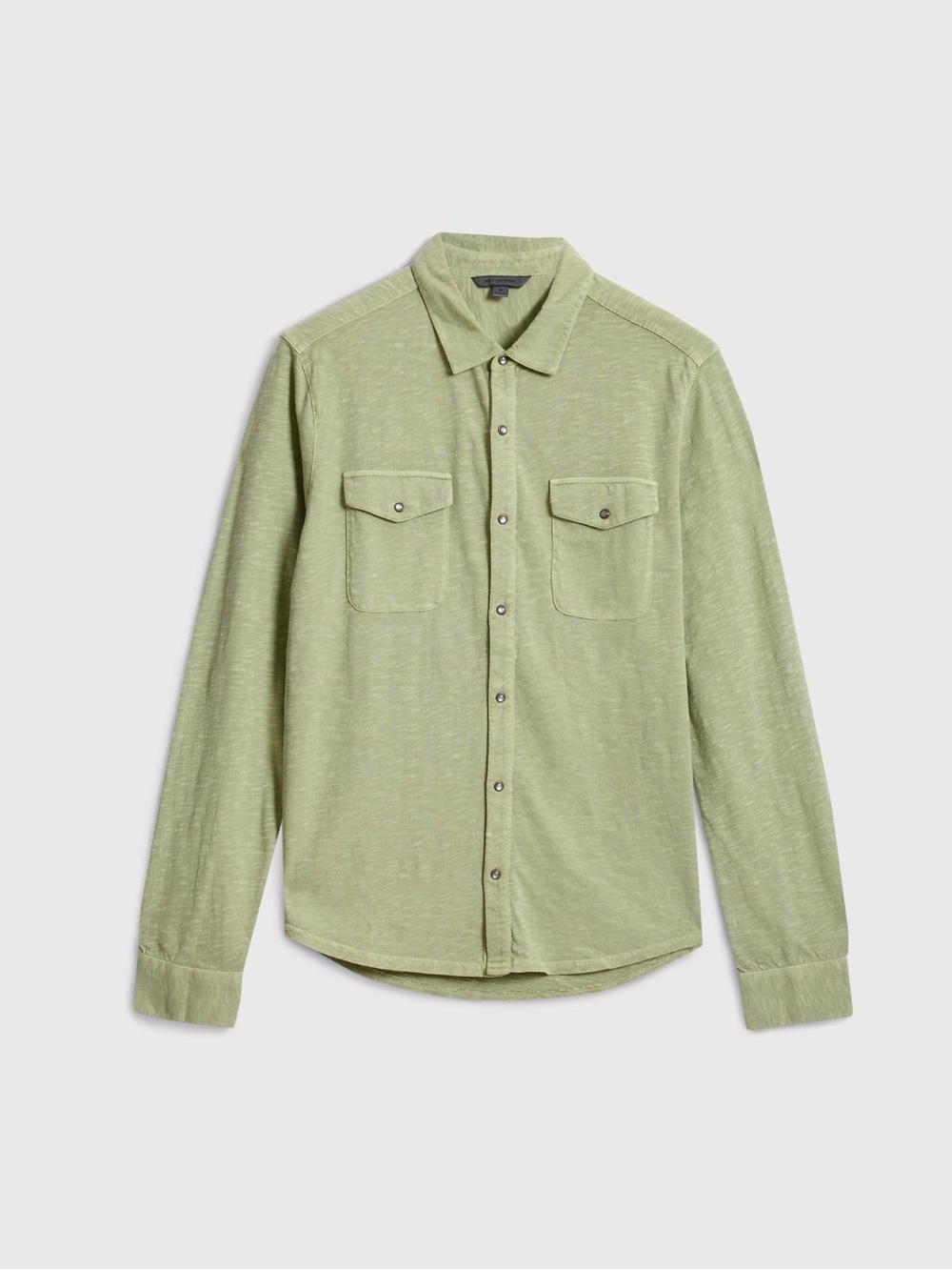 John Varvatos Light Sage Green Casual Western Mother of Pearl Snaps Shirt